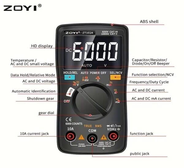 Multimeter ZOYI ZT-102A: Ultimate 6000 Counts T-RMS