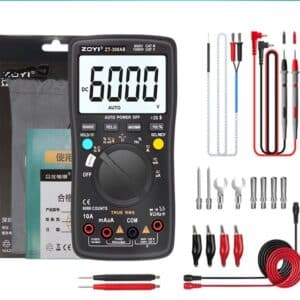 Bluetooth-enabled multimeter with accessories and box