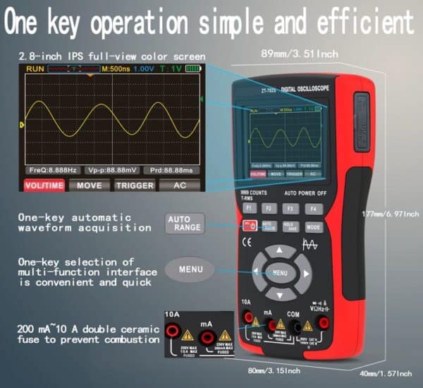 Oscilloscope Multimeter wave setting