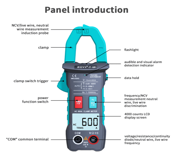 Clamp meter ZOYI ZT-QB1 with extremely simple panel