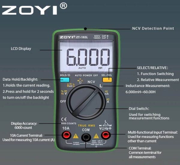 Digital Multimeter ZOYI ZT-102L Your Affordable Multimeter