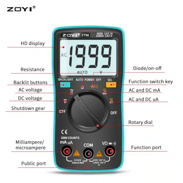 Multimeter ZOYI ZT-98 functionality