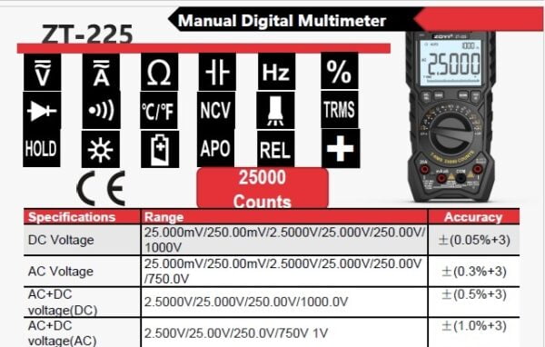 Digital Multimeter ZOYI ZT-225 Unlock precision and convenience